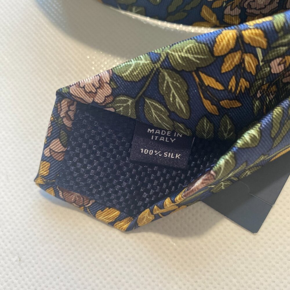 NEW Mens Italy Made Cremieux Neck Tie Silk Blue Yellow Floral MSRP $60 -A61 - Picture 6 of 7